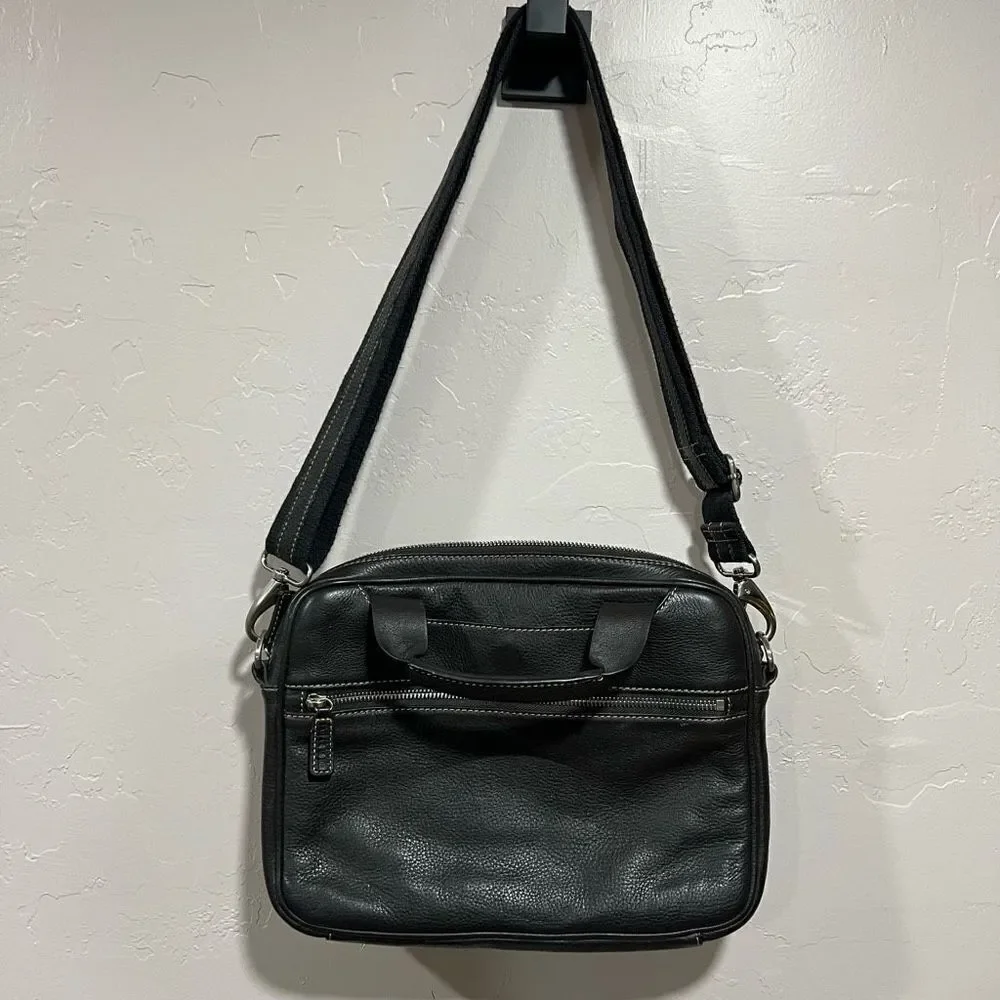 Levenger Brown Full Grain Leather Shoulder Business Bag